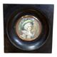 Tableau médaillon, peinture miniature portrait femme au chapeau, " bardi "