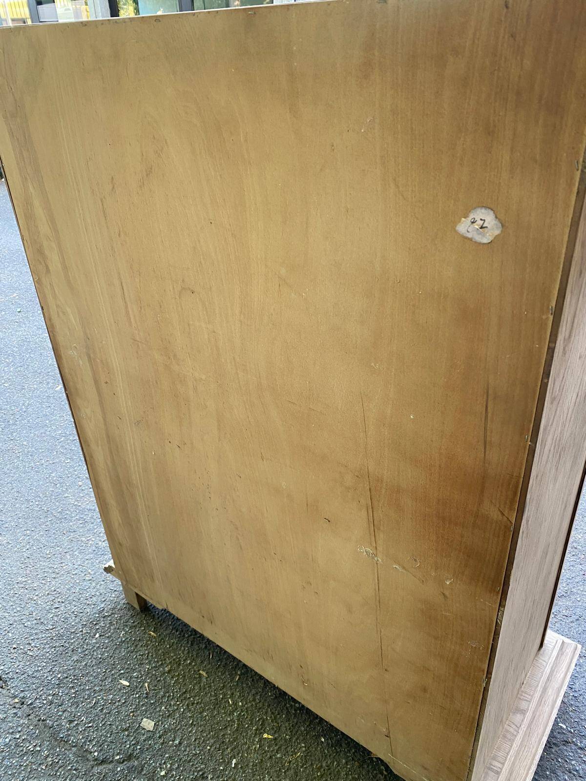 Buffet armoire with 4 doors, diamond point, stripped in light oak from the 1970s.
