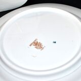 Sarreguemines service à dessert 12 assiettes faïence opaque bambou décor chinois asiatique polychrome