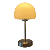 Space Age mushroom lamp in opaline and chromed metal
