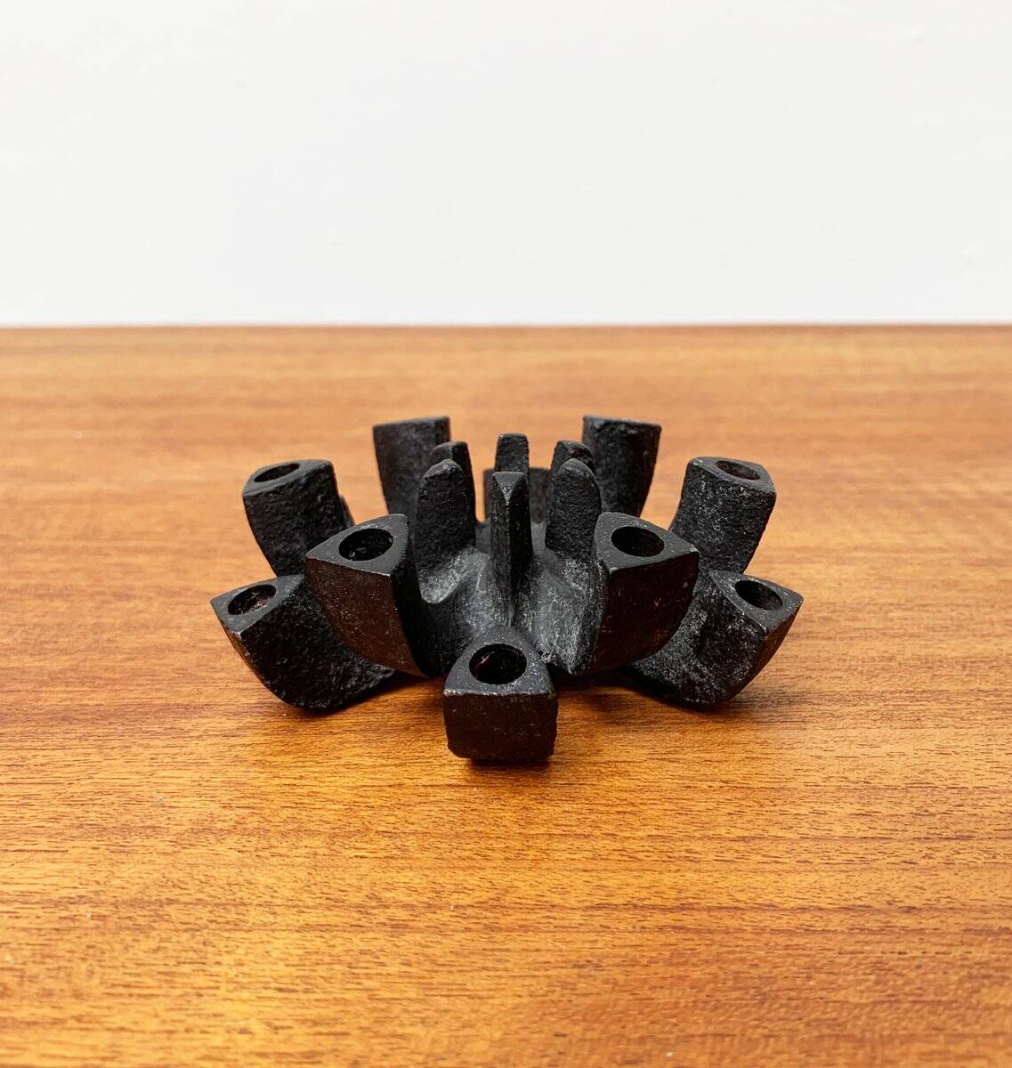 Brutalist cast iron candlestick from mid-century Japan by Jens H. Quistgaard, 1960s.