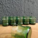 6 green water glasses