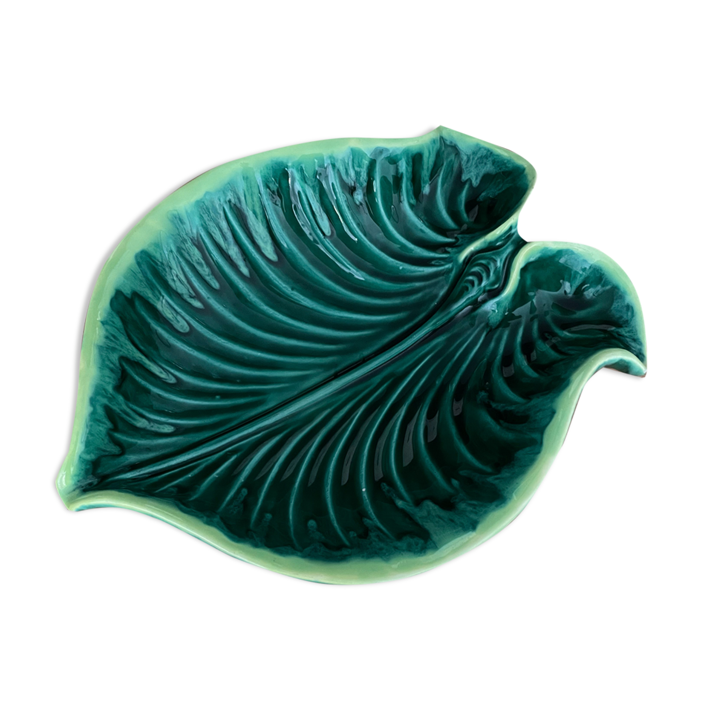 Fruit cup green leaf vallauris signed a.ferlay