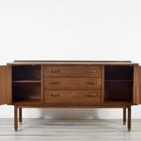 Midcentury G Plan 'E Gomme' Sideboard In Walnut And Brass. Vintage Modern /
