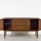 Midcentury G Plan 'E Gomme' Sideboard In Walnut And Brass. Vintage Modern /