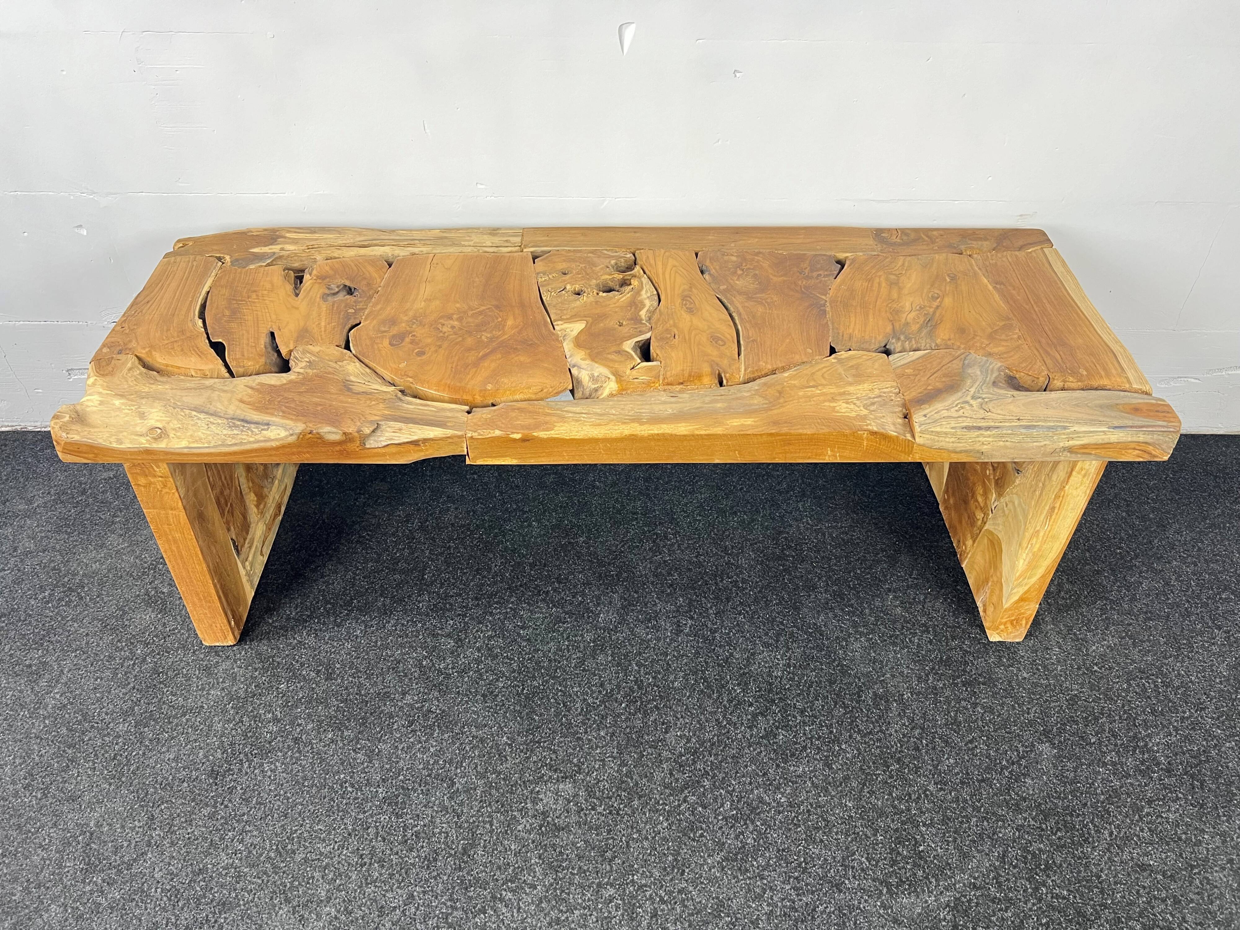 Raw wood bench