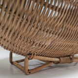 Zoomorphic basket bird, wicker braided vintage
