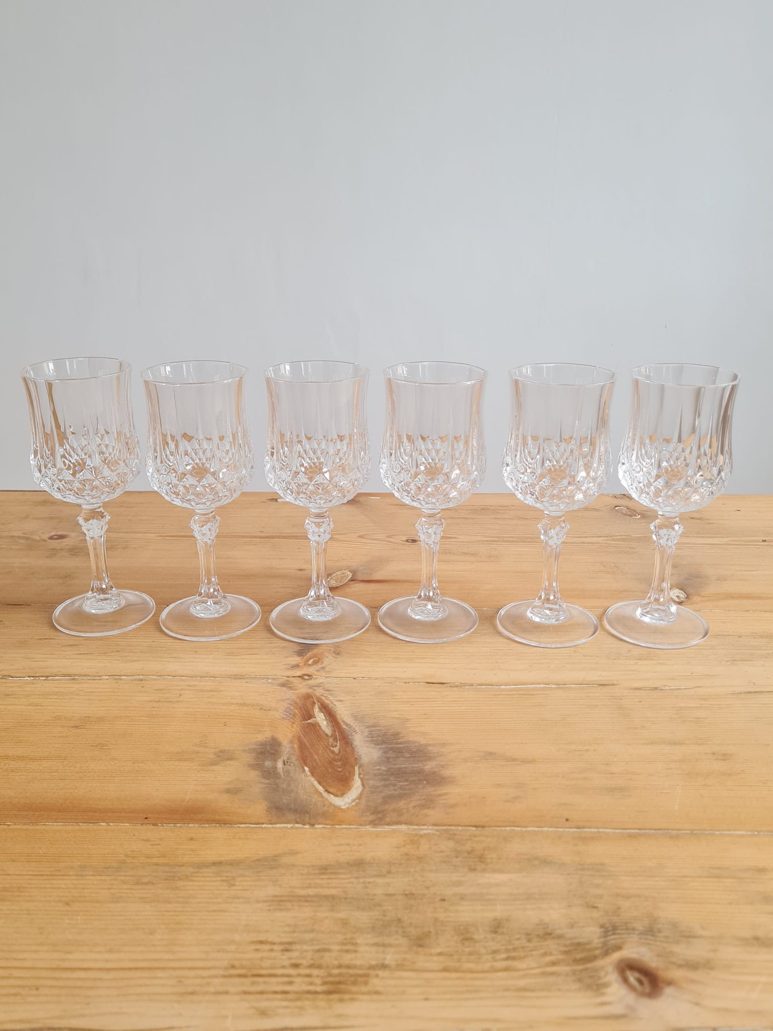 service of 6 Longchamp crystal wine glasses