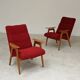 Pair of red armchairs by Jaroslav Smidek for Ton (Thonet) 60s