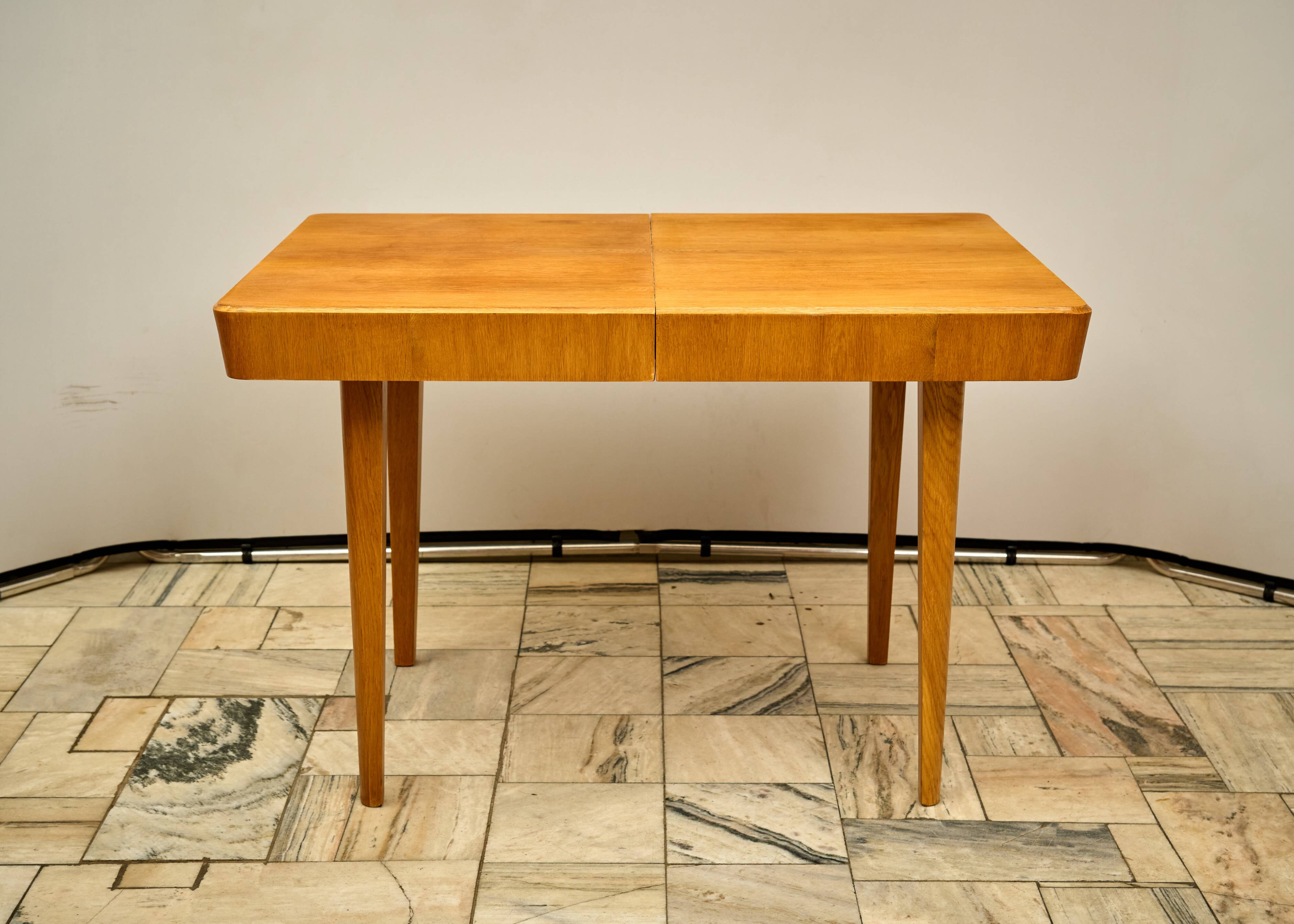 Vintage Extendable Oak Dining Table 1960s Czechoslovakia