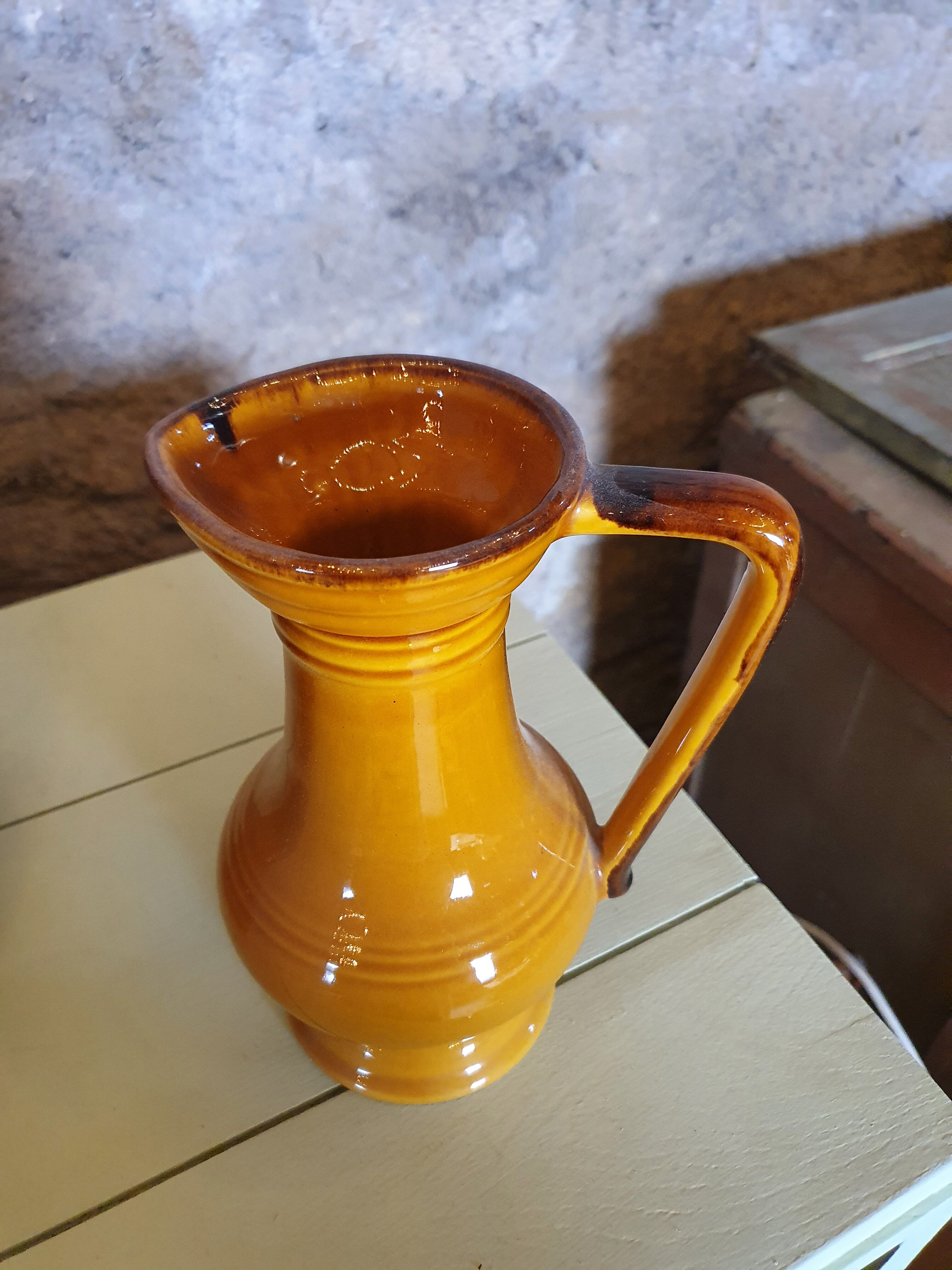 Mustard yellow amphora style decanter