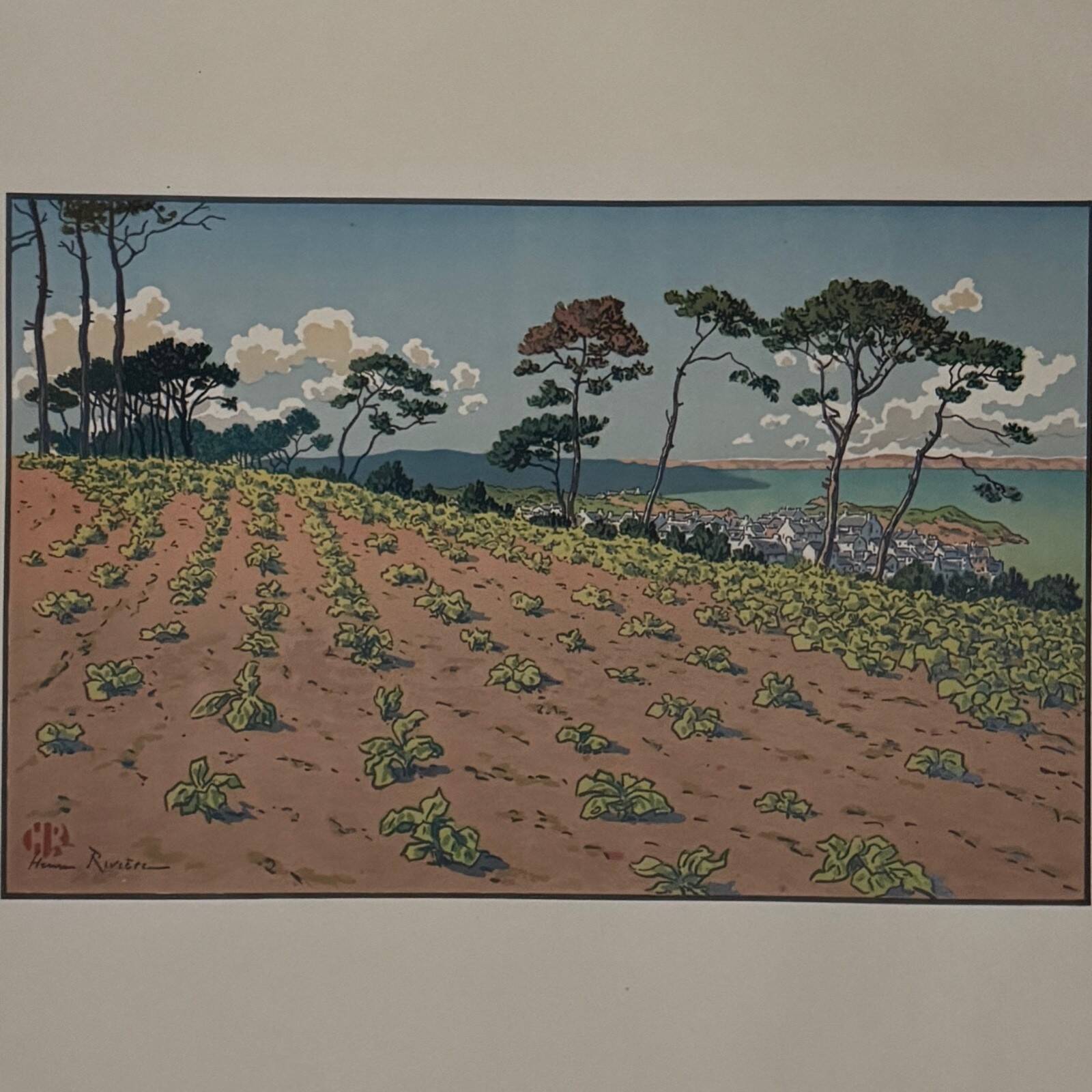 Lithograph by Henri Rivière Douarnenez seen from the Ris