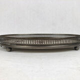 Porcelain tray decorated with flowers, openwork metal gallery