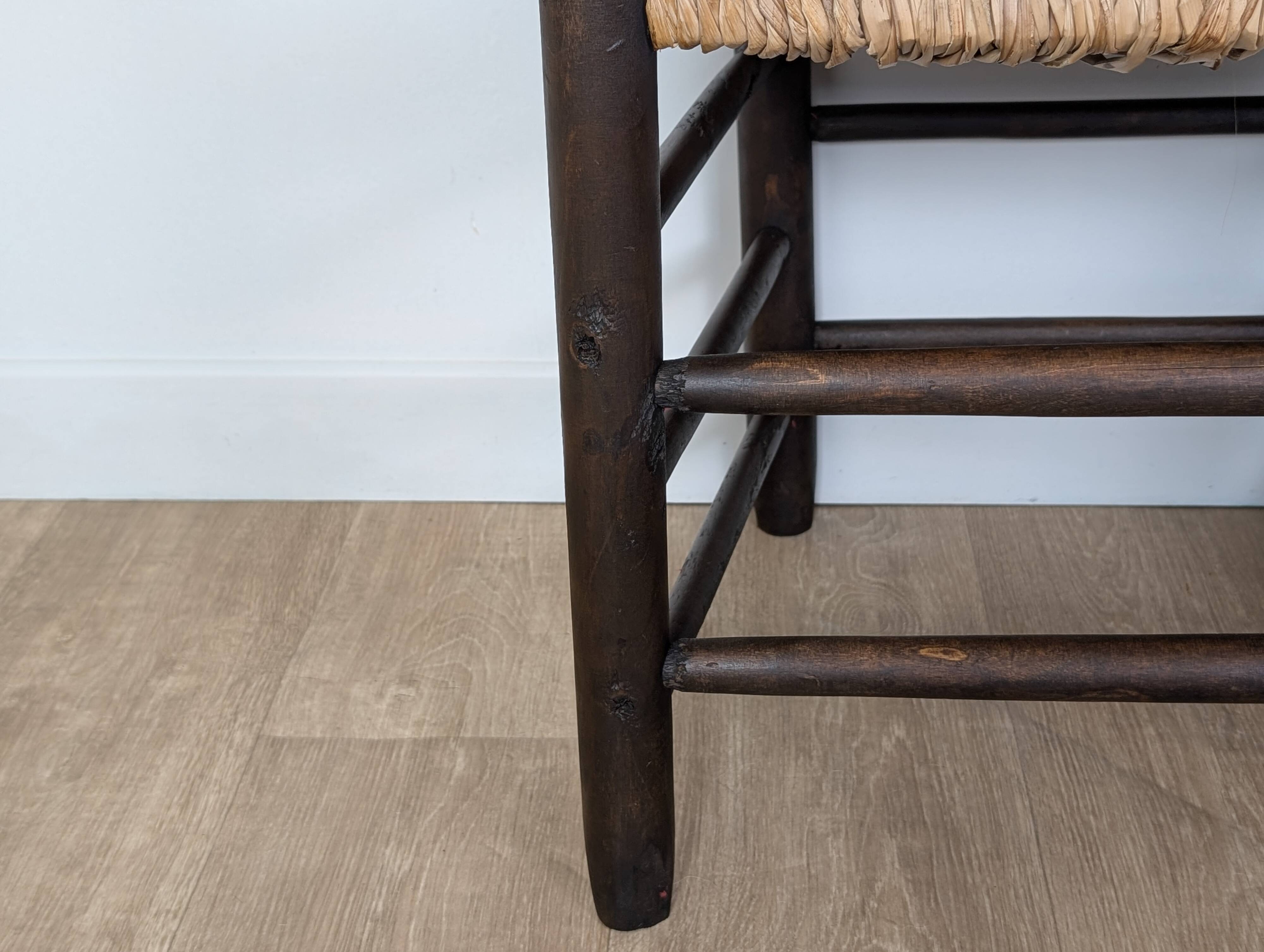Wooden straw armchair