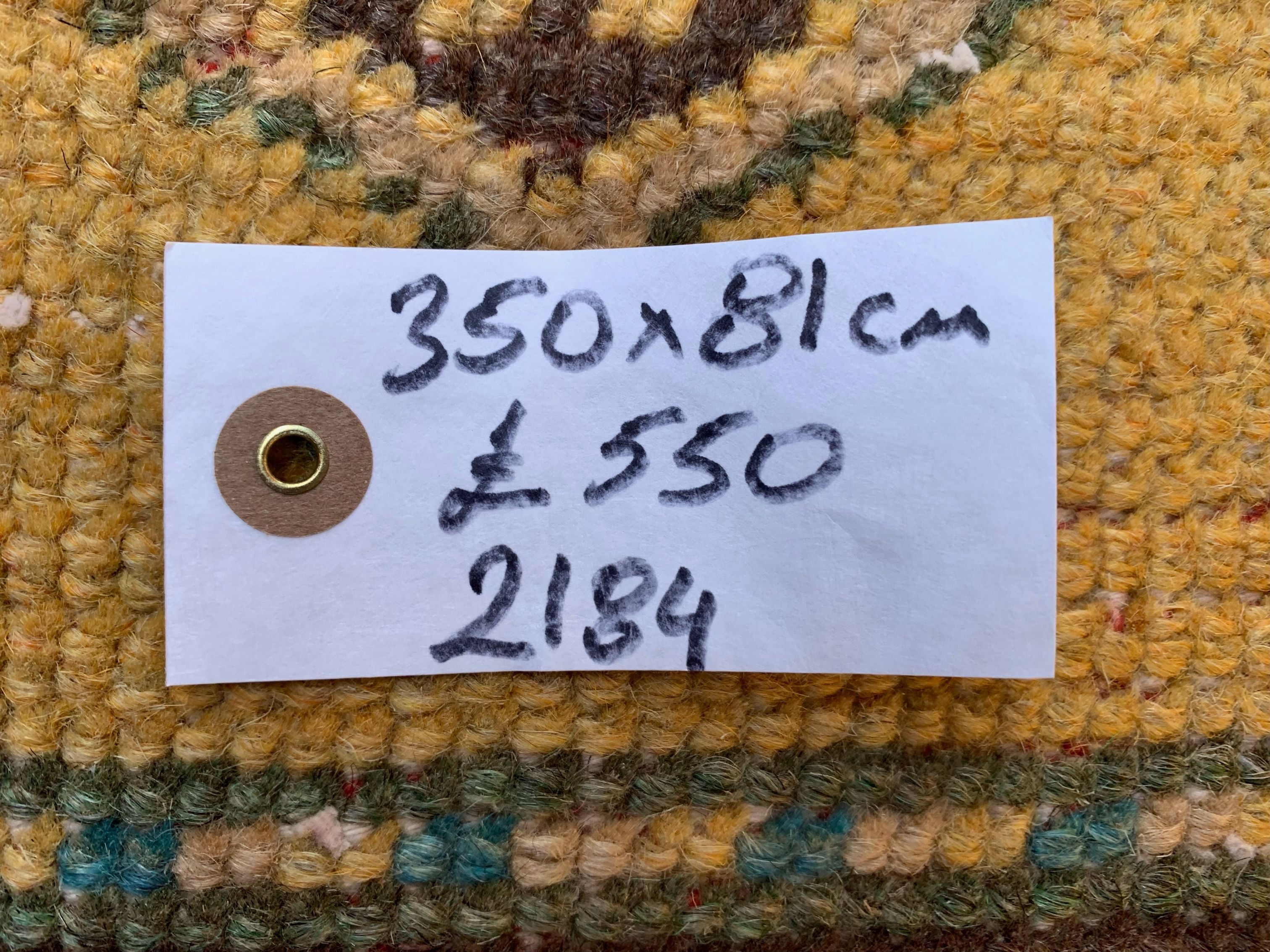 Distressed turkish runner 350x81 cm wool vintage tribal rug