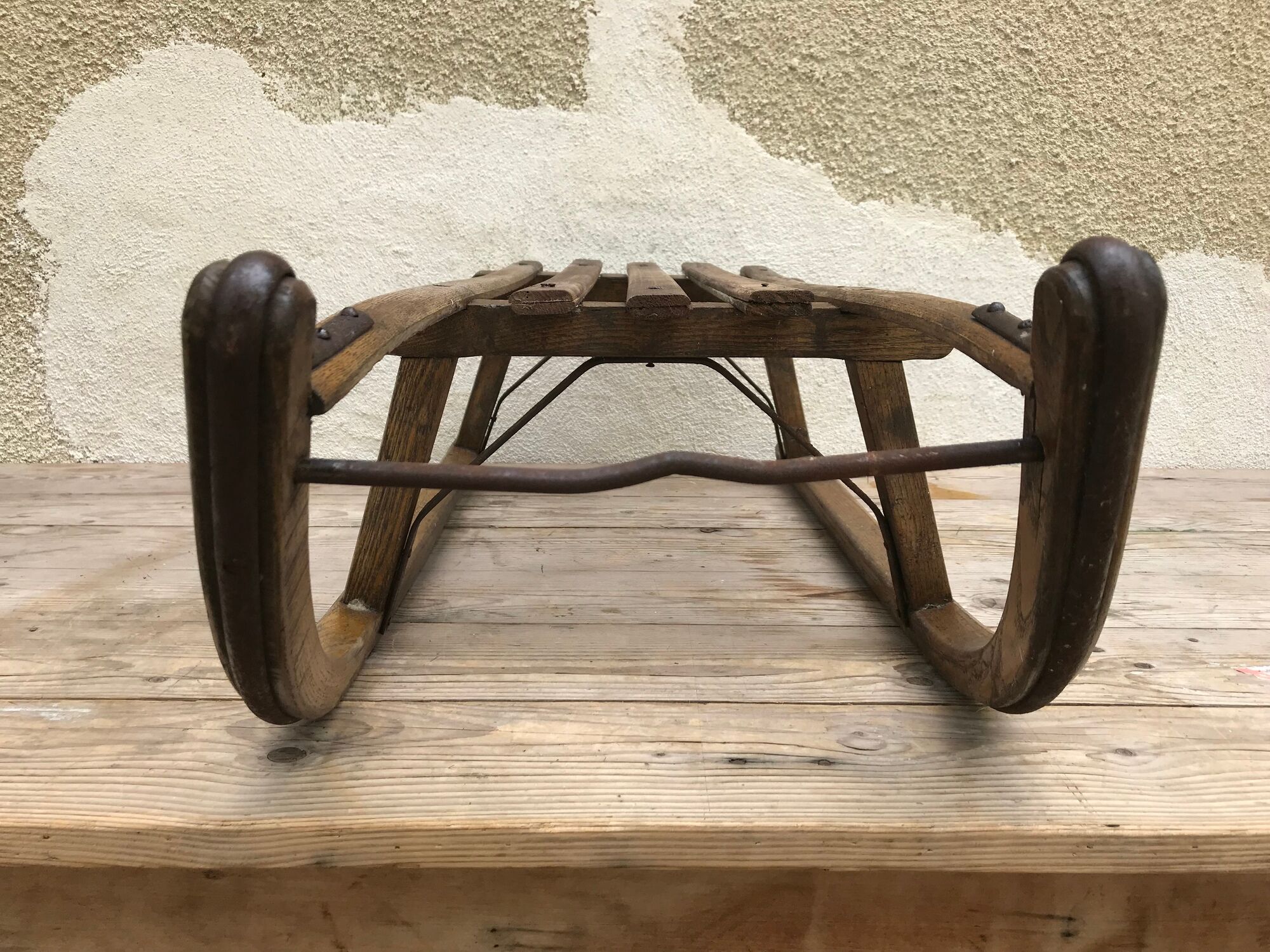 Old 50s painted wooden sled