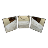 Vintage vertical beveled triptych barber mirror