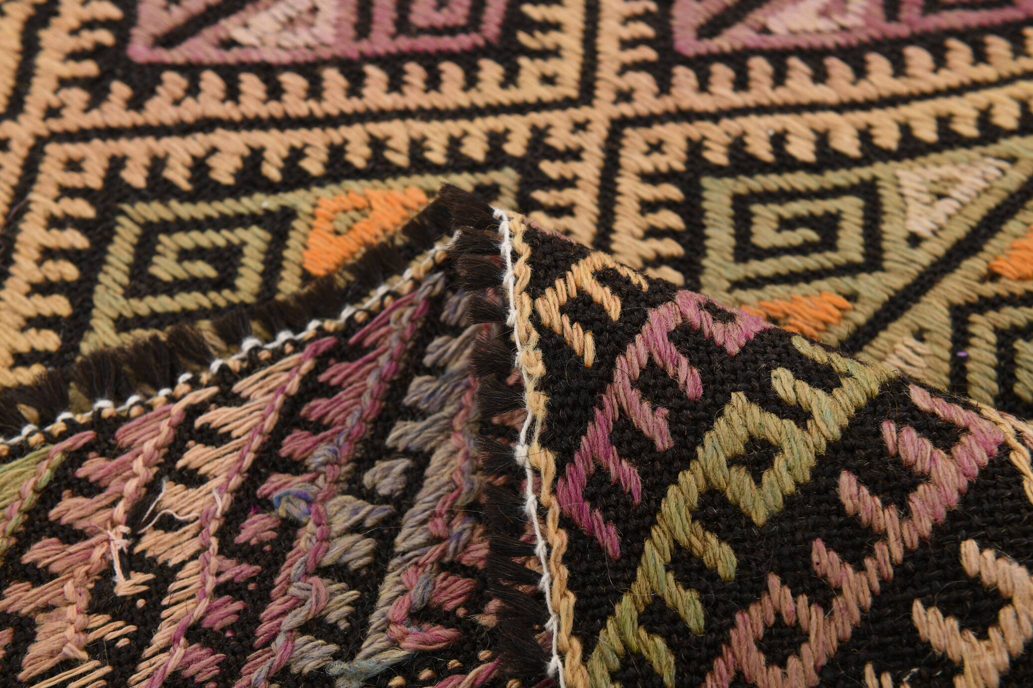 Yellow & Green Tribal Turkish Kilim Rug, 158x236Cm