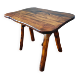 Brutalist popular art coffee table, solid wood, 1950.