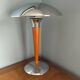 Mushroom lamp/ocean liner in chromed metal and vintage wood