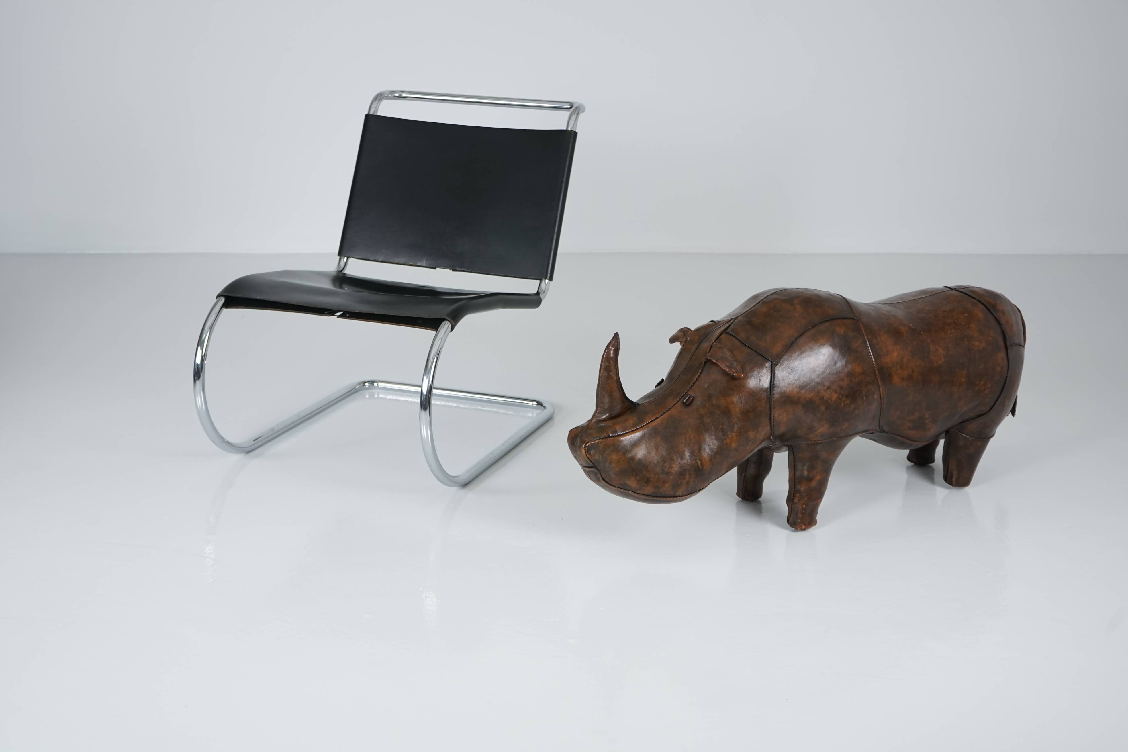 XL Rhinoceros Leather Footstool by Dimitri Omersa