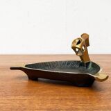 German brass ashtray with cigar cutter, 1950s.