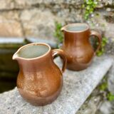 Set of 2 large vintage stoneware pitchers
