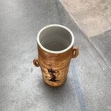 Brutalist mid-century studio pottery vase from La Poterie De La Colombe, 1960s.