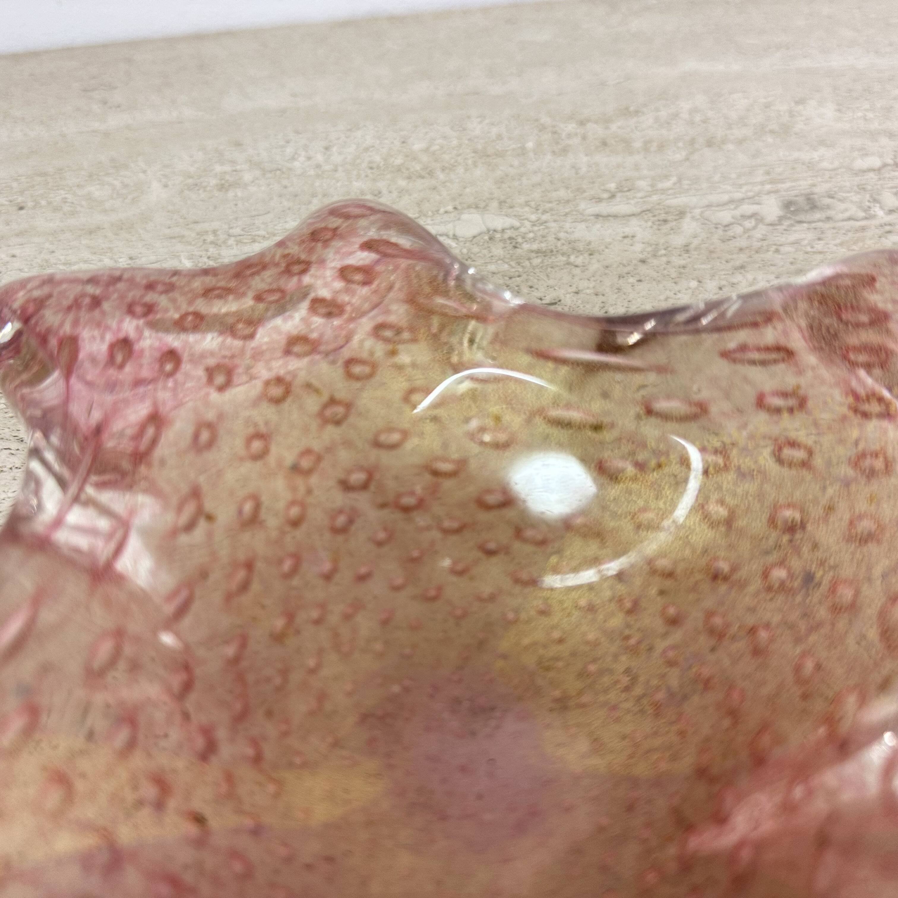 Mid century Murano glass pink bowl , 1970s