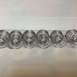 Six metal spiral spring egg cups