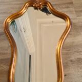Ancien miroir doré rococo avec coquille, 61x38 cm
