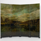 Screen by Bernard Cuenin with lacquered landscape, circa 1970