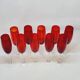 10 ruby red blown glass champagne flutes