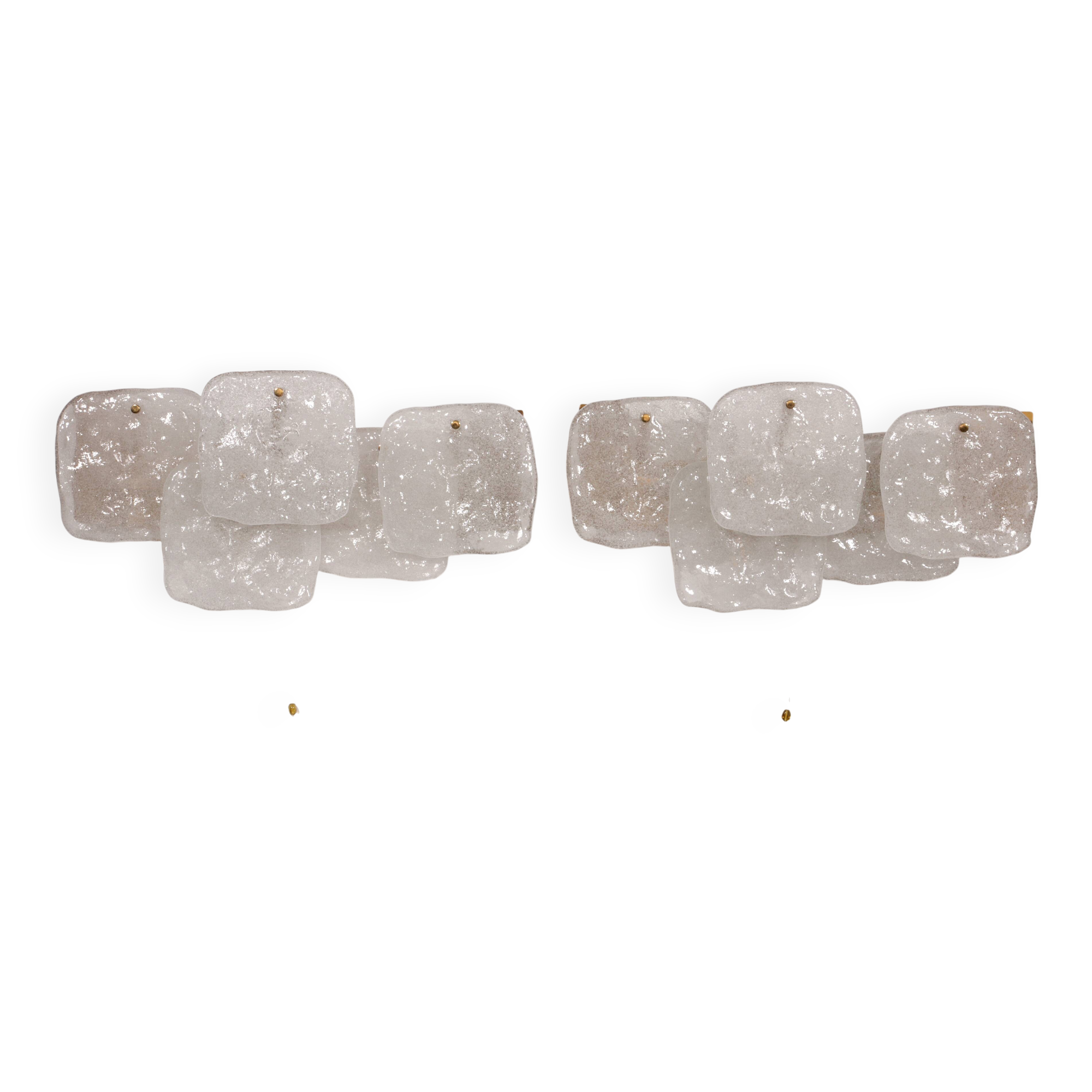 J.T. Kalmar Midcentury Ice Glass Wall Sconces Austria 1960