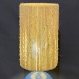 Vintage stoneware lamp by Colette Houtmann, 1980, raffia rope lampshade