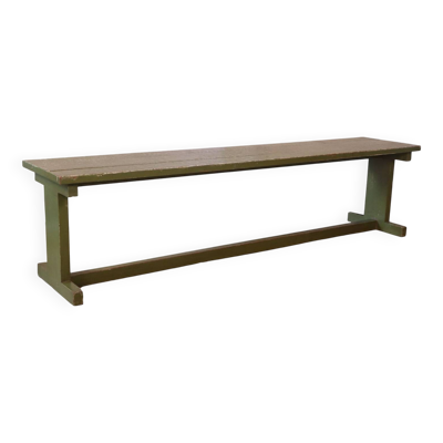 Ancien banc en teck birman patine verte d’origine