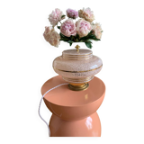 Pink and gold globe lamp - Clichy glass