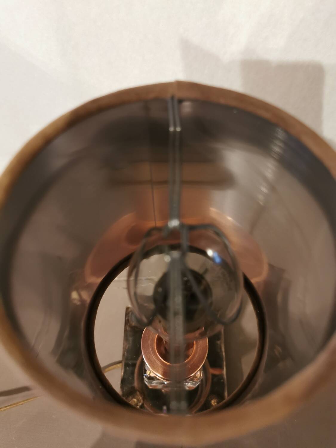 Art Deco mirror lamp, copper and glass