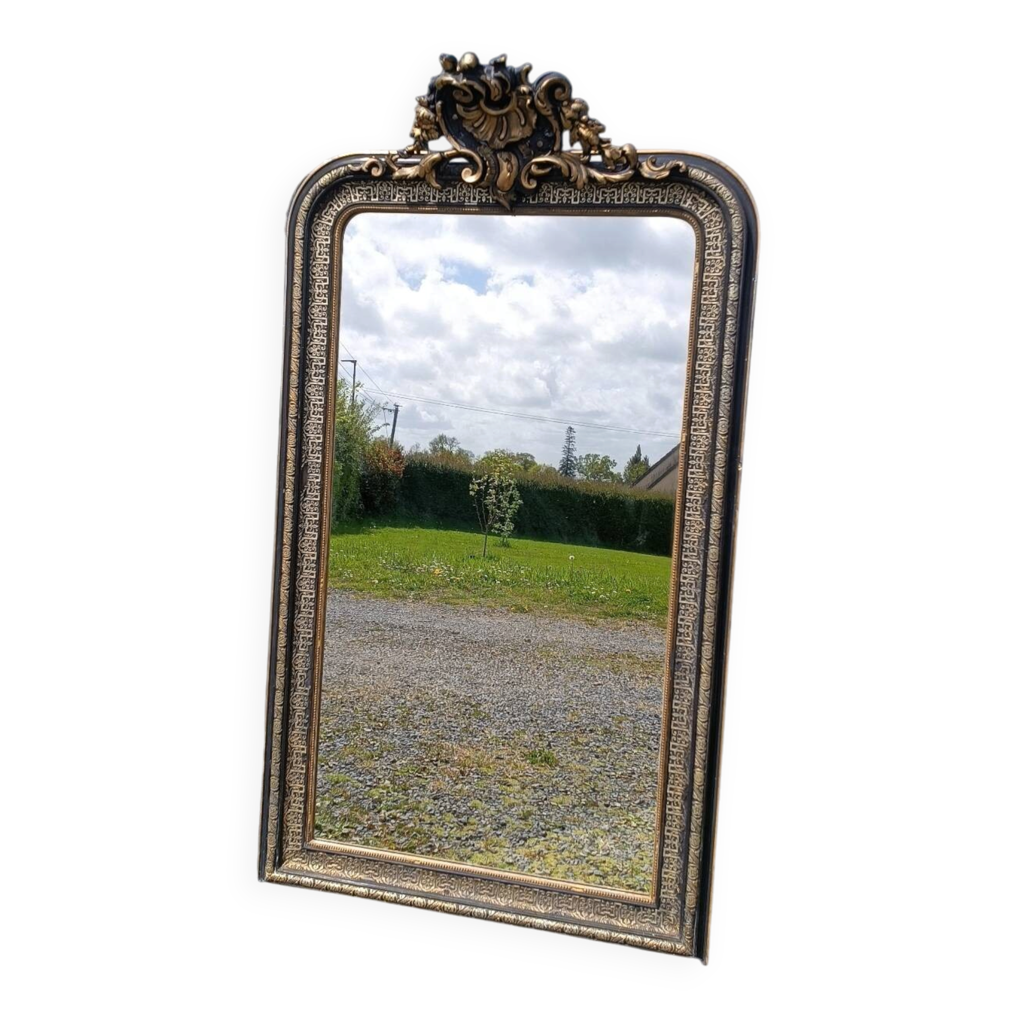 Antique mirror with pediment 152/86 cm
