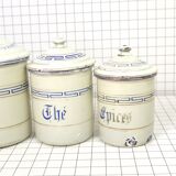 Five spice pots in enamel