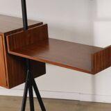 Vintage modular bookcase in wood and metal, Italy, 1960