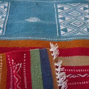 Kilim bleu orange rouge multicolore fait à la main 110x60cm