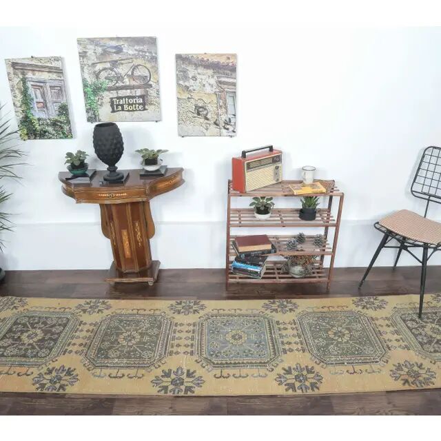 Turkish Handwoven Wool Kilim Rug 89x351