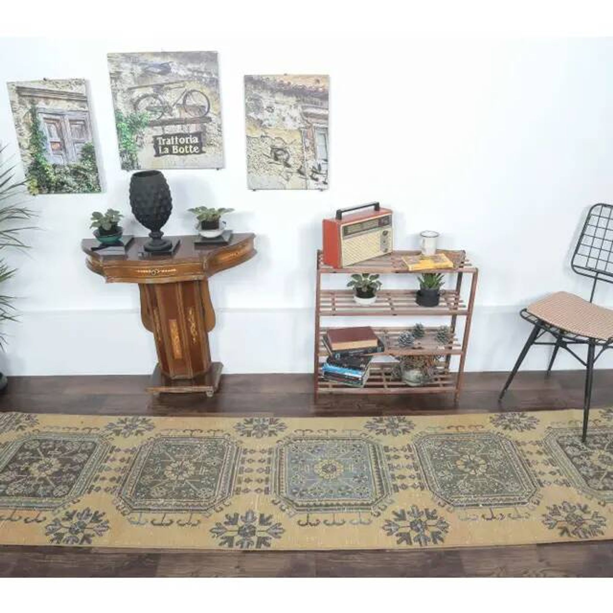 Turkish Handwoven Wool Kilim Rug 89x351