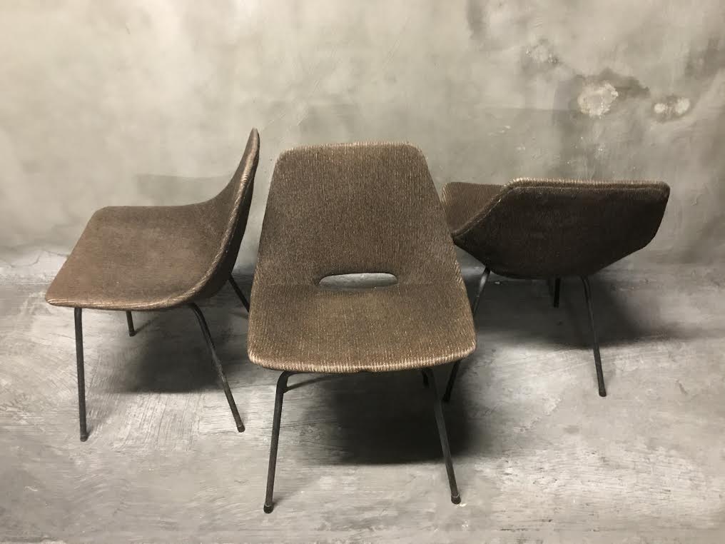 Set of 6 chairs "Tonneau" Pierre Guariche, Steiner Editions