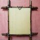 Old bamboo style wooden mirror decoration 43x48 vintage