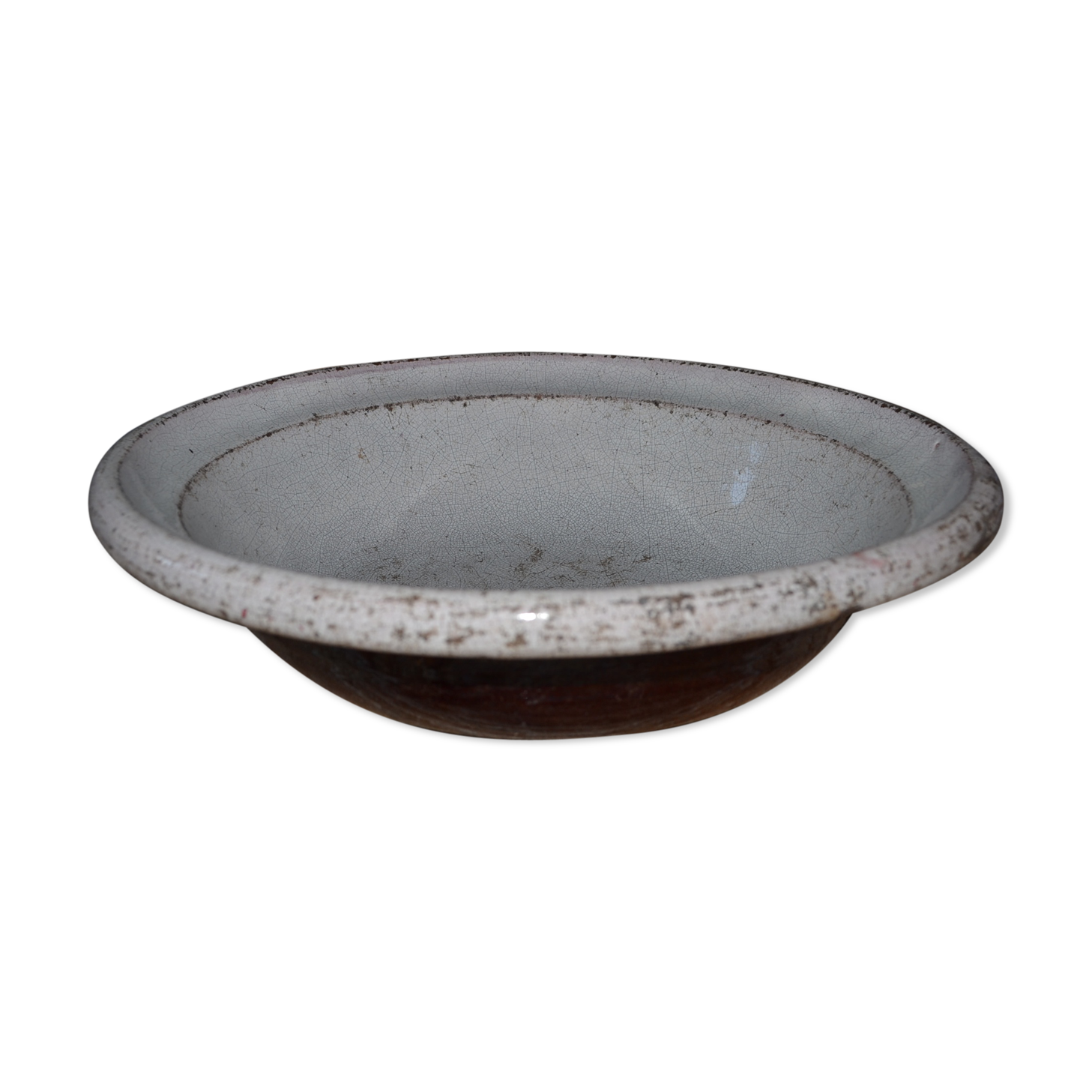 Dish in earthenware glazed, white and Brown, late nineteenth century