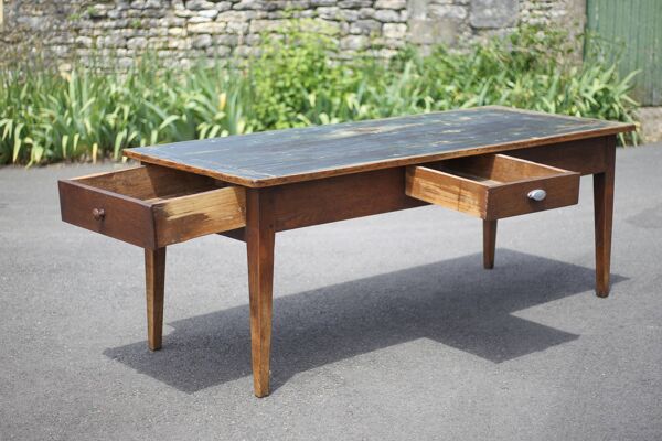 Table de ferme et ses 2 bancs, table de salon, table bois avec paire de bancs bois