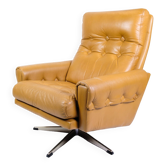 Fauteuil en cuir marron, design danois des années 1980