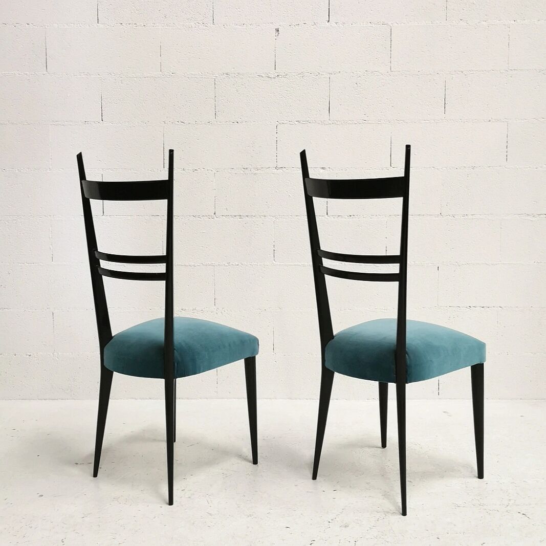 Pair of Italian high-backed chairs, 1950s